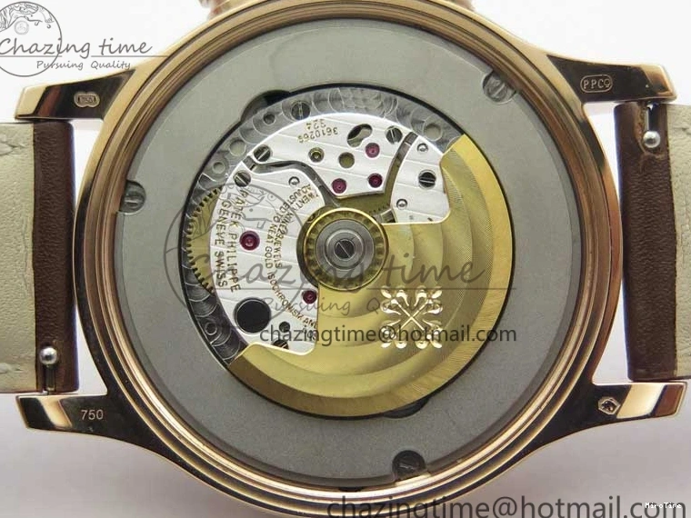 MIROTIME 0406 Calatrava 5524R Pilot Travel Time RG GRF Brown Dial on Brown Leather Strap MIYOTA TopPick 7155